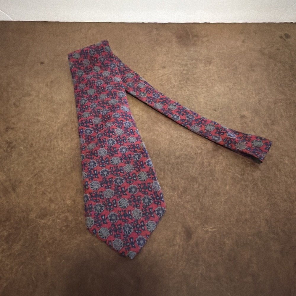 Vintage Christian Dior Tie Men Pink Gray Blue Geometric Abstract - Picture 3 of 5